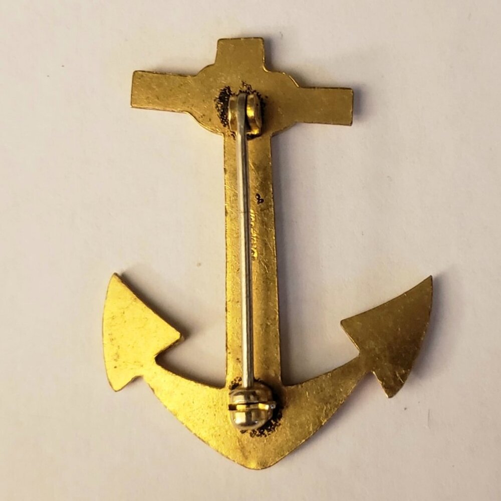 Vintage 1/20 10KT GF Gold-Filled Ship Anchor Pin Brooch Military Style Nautical - Picture 2 of 10